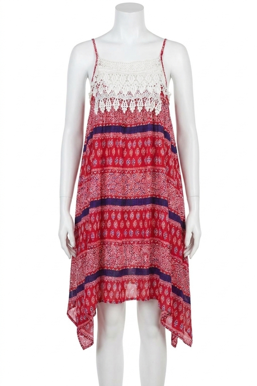 NEW KORI asymmetrical aztec tank dress in fuchsia